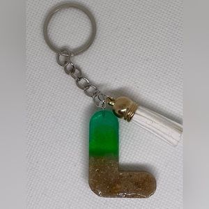 Epoxy Resin Beach Letter Keychain